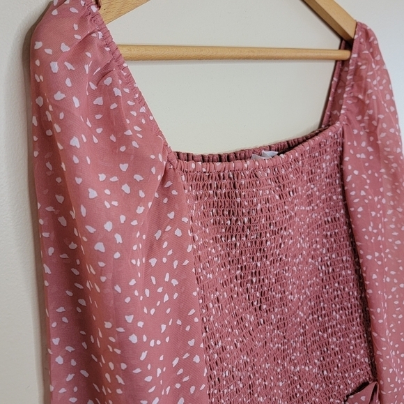 NWT Stitch Fix Lush | Reyna Smocked Peasant Blouse in Light Pink Size XL - Picture 3 of 7